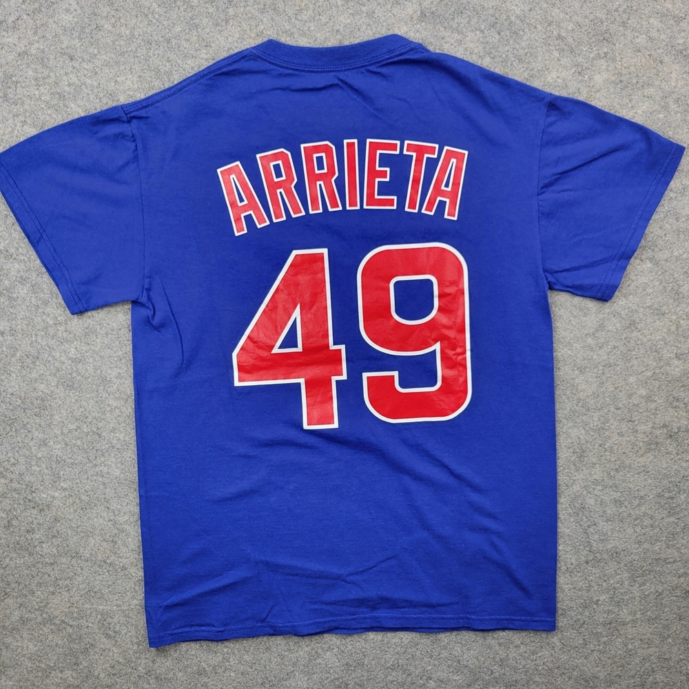 Chicago‎ Cubs Shirt Mens Small Blue MLB Baseball Majestic Jake Arrieta Jersey 49